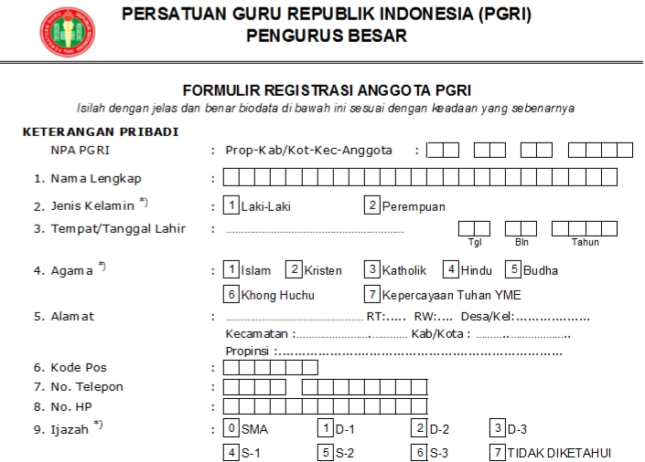 Pendaftaran PGRI Kota Pangkalpinang - Persatuan Guru Republik Indonesia Cabang Kota Pangkalpinang